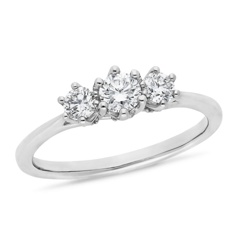 18ct White Gold Lab Grown Diamond Trilogy Ring