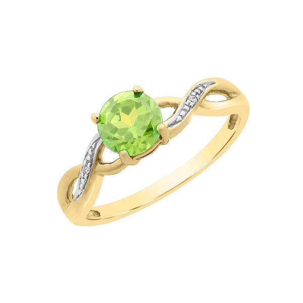 Peridot and Diamond Dress Ring 9ct Yellow Gold main image 0
