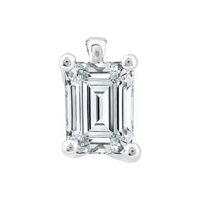 18ct White Gold 0.70ct Emerald Cut Lab Grown Diamond Pendant