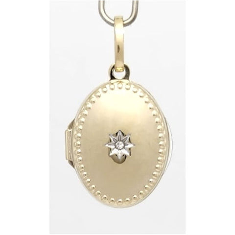 9ct Yellow Gold Oval Diamond Set Locket