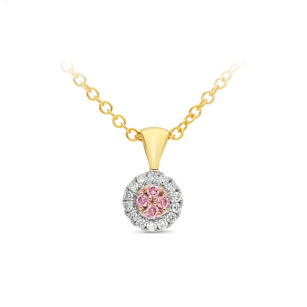 9ct Multi Coloured Gold Pink Caviar Diamond Pendant