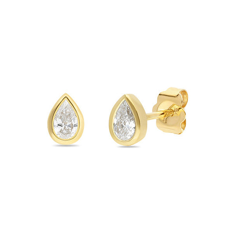 9ct Yellow Gold Pear Shape Lab Grown Diamond Studs