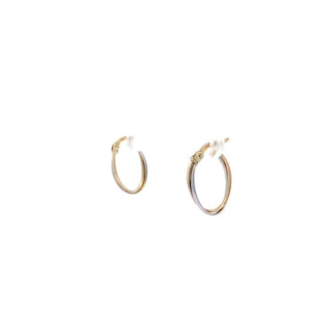 9ct Yellow/ White Gold 2 Tone Crossover Oval Hoop Earrings