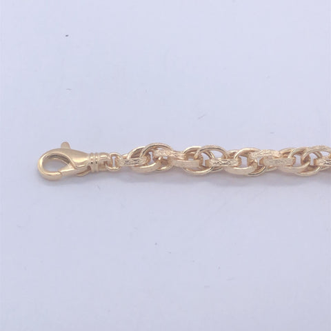 9ct Yellow Gold Engraved Double Link Rope Chain