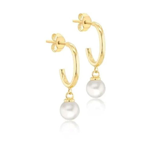 9ct Yellow Gold Fresh Water Pearl Drop Earrings