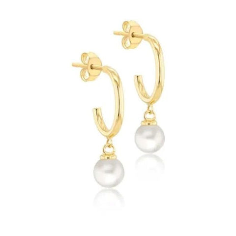9ct Yellow Gold Fresh Water Pearl Drop Earrings