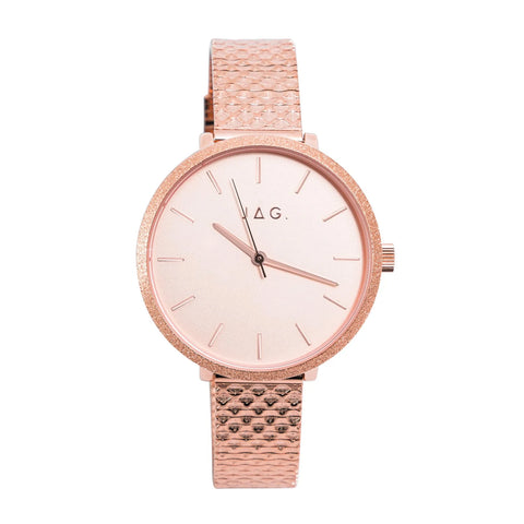 Ladies JAG Watch Rose Dial With Rose Gold Plated Bracelet