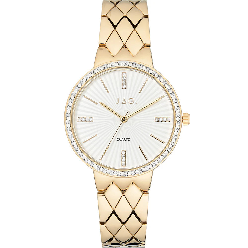 Ladies JAG "Balmoral" Watch With White Dial Gold Plated Bracelet