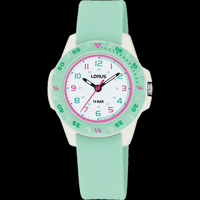 Youth Lorus Sports Green And Pink Watch