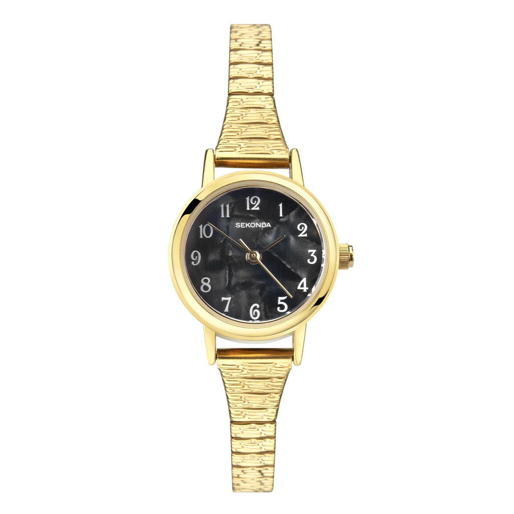 Ladies Sekonda "Connolly" Gold Plated Black Mother Of Pearl Dial Dress Watch