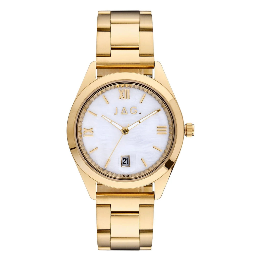 Ladies Jag "Finley" gold plated dress watch with mother of pearl dial