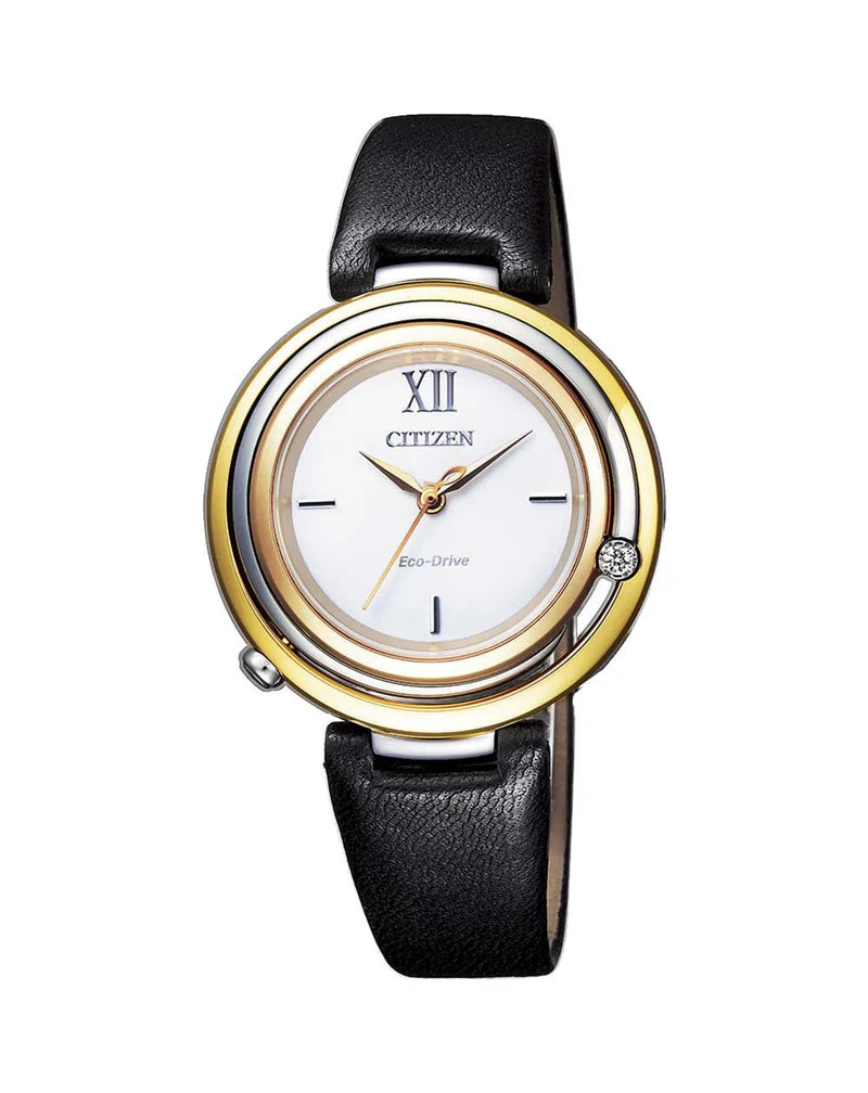 Citizen 100th Anniversary Ladies 3Tone Diamond Set Ecodrive Strap Watch