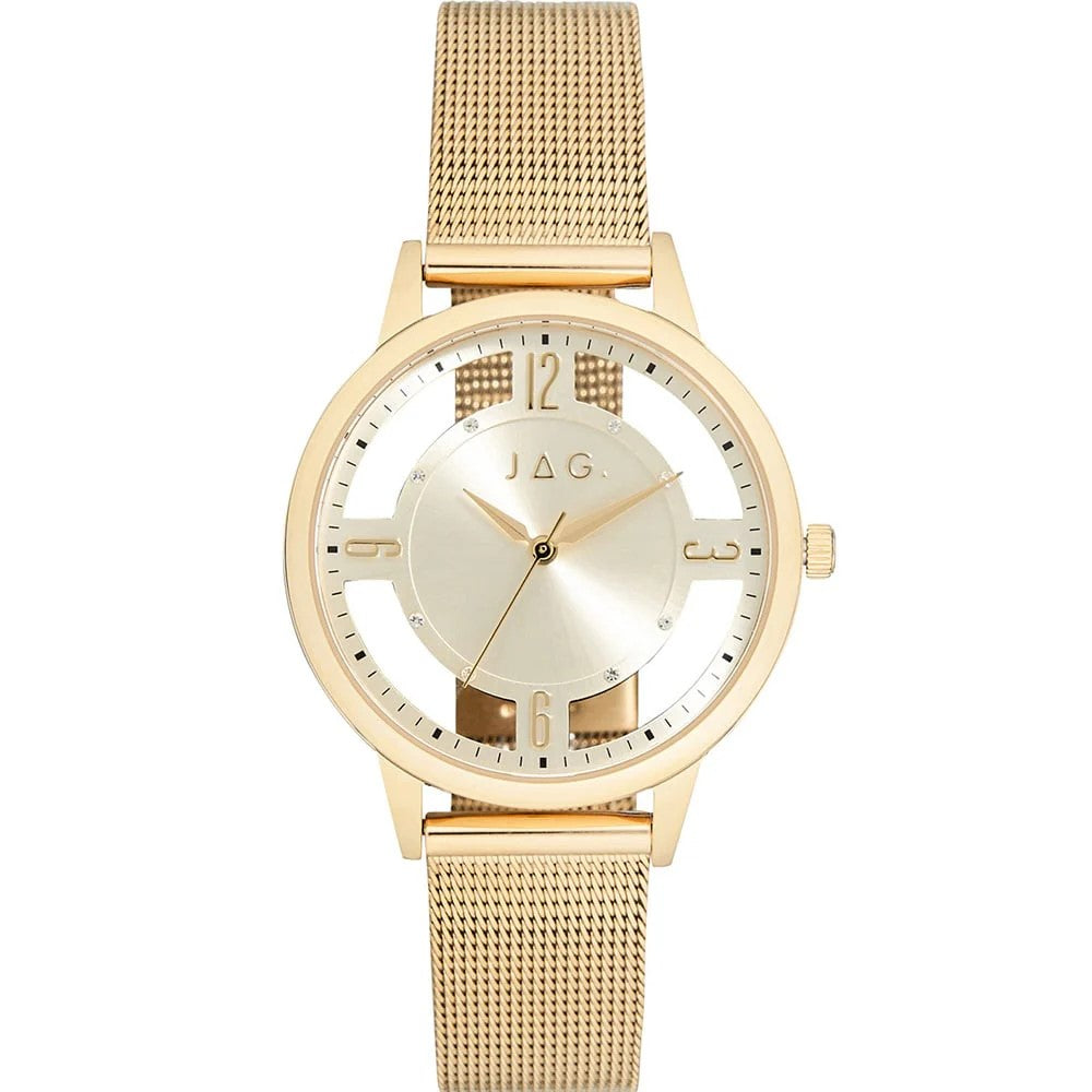 Ladies Jag "Como" Gold Plated Dress Watch With Clear Dial