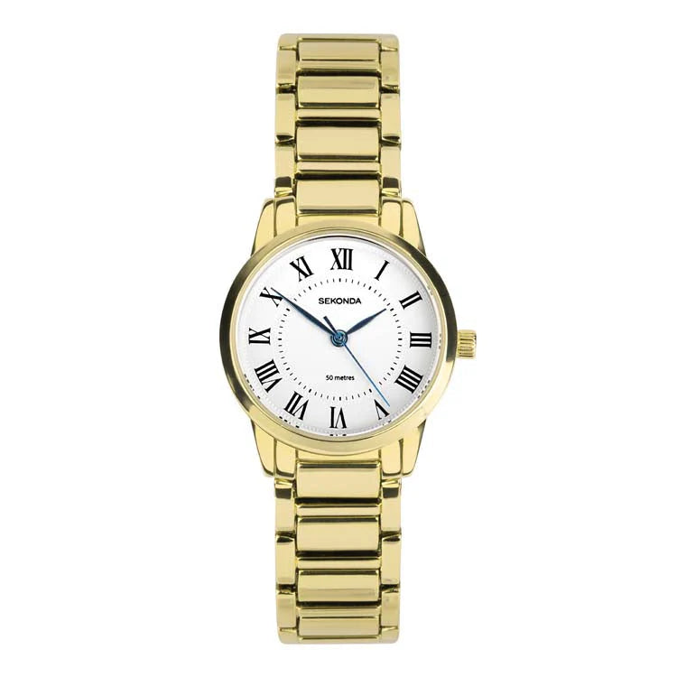 Sekonda Ladies "Beaumont" White Dial And Gold Plated Bracelet