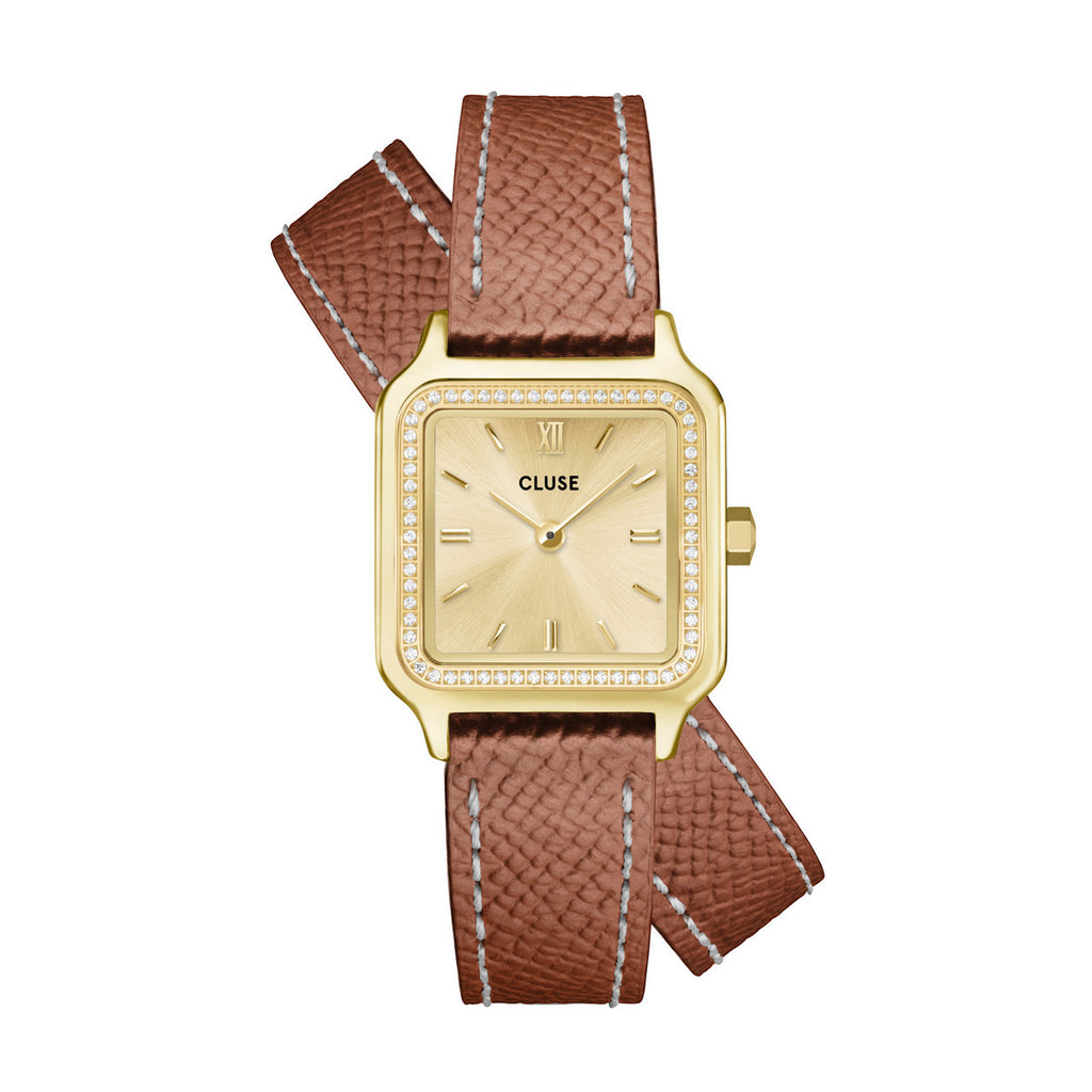 CLUSE Gracieuse Leather/Gold Stones Watch