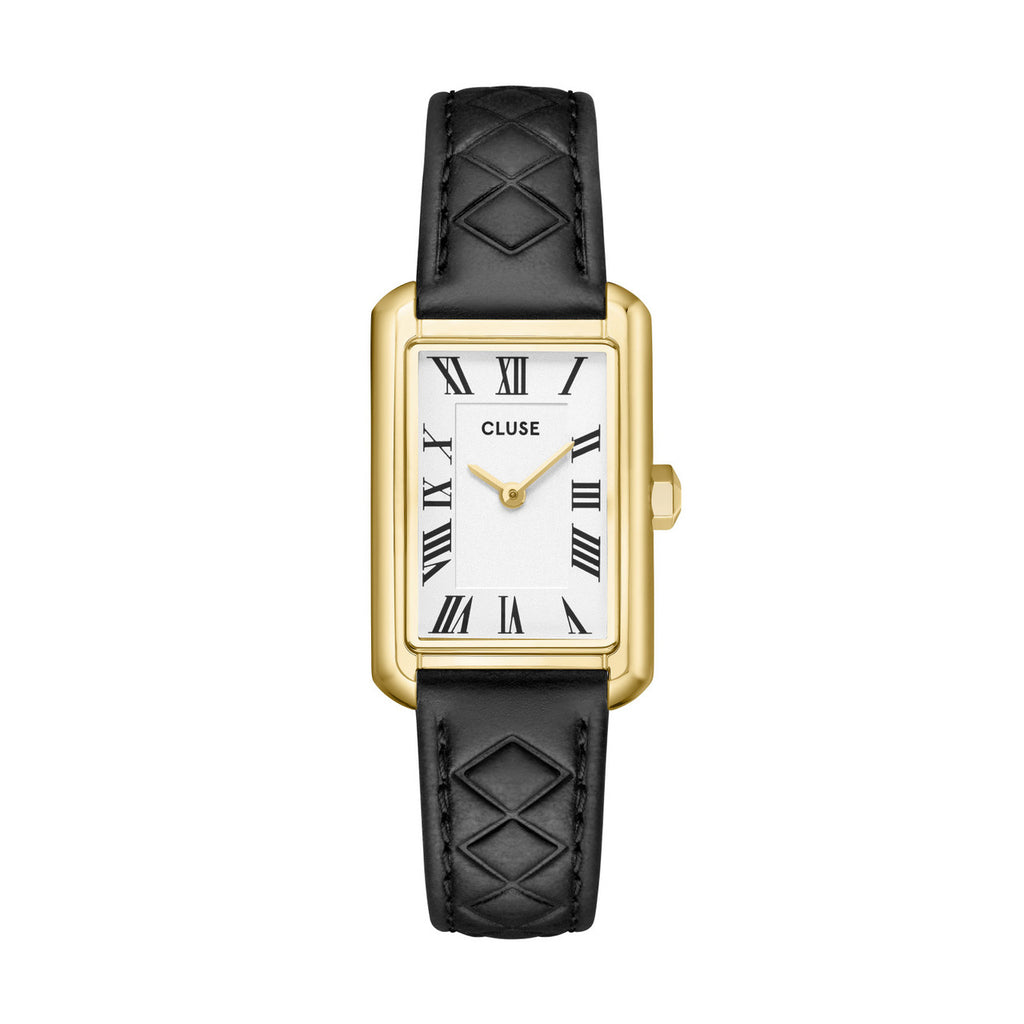 Belisenna Gold/Black Quilted Leather Watch