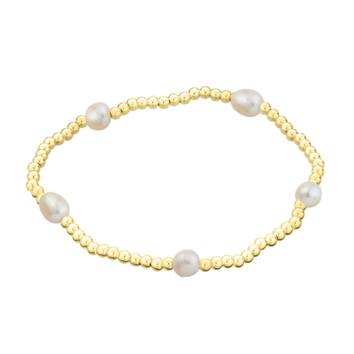 Sterling Silver Elastic Ball Bracelet With Baroque Freshwater Pearls
