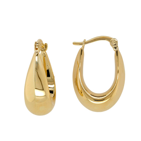 9ct Yellow Gold Silver Filled Oval Hoop Earrings