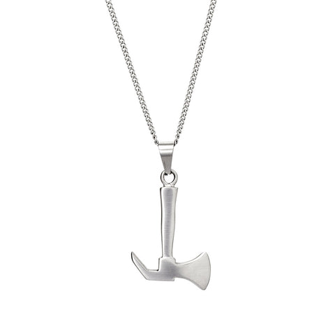 Blaze Stainless Steel Mens Axe Pendant Necklace