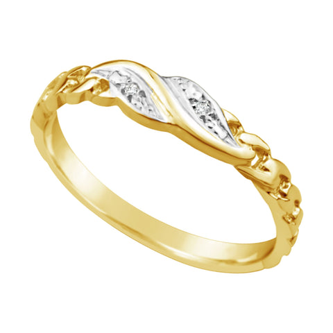 9ct Yellow Gold Diamond Set Chain Ring