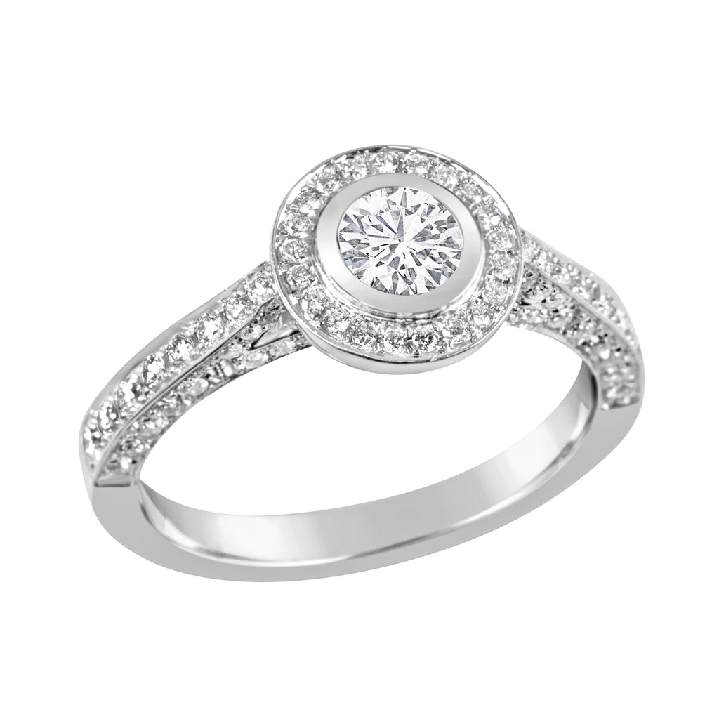 18ct White Gold Halo Diamond Engagement Ring