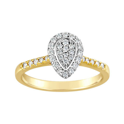 9ct Yellow Gold Pear Shape Diamond Halo Engagement Ring