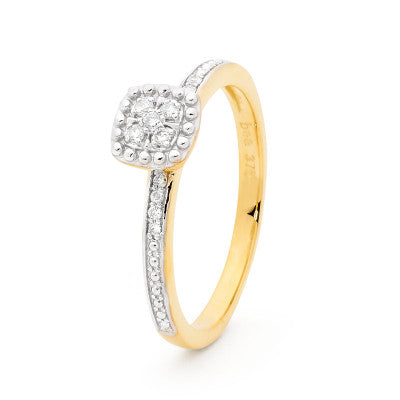 9ct Yellow Gold Diamond Set Love Ring