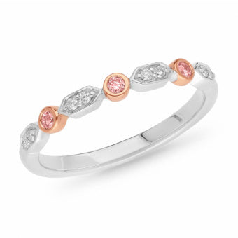 9ct White And Rose Gold Pink Caviar Ring