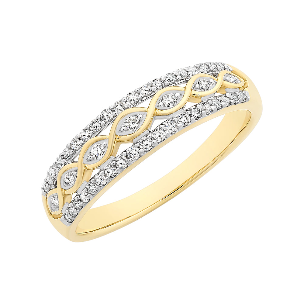 9ct Yellow Gold Diamond Fancy Band