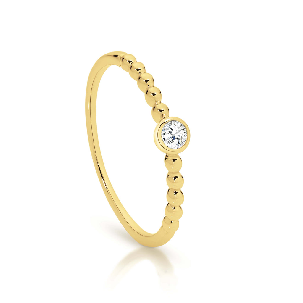 9ct Yellow Gold Diamond Bubble Ring
