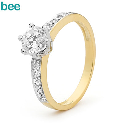 9ct Yellow Gold Cubic Zirconia Engagement Style Ring
