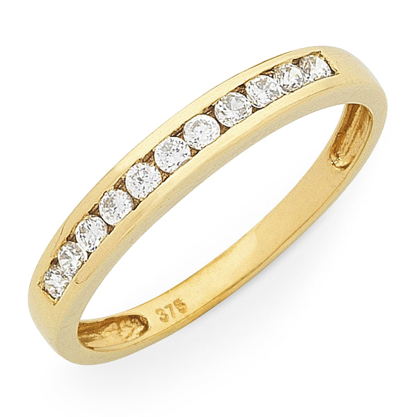 9ct Yellow Gold Channel Set Diamond Ring