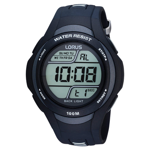 Lorus Mens Digital Black Band Sports Watch