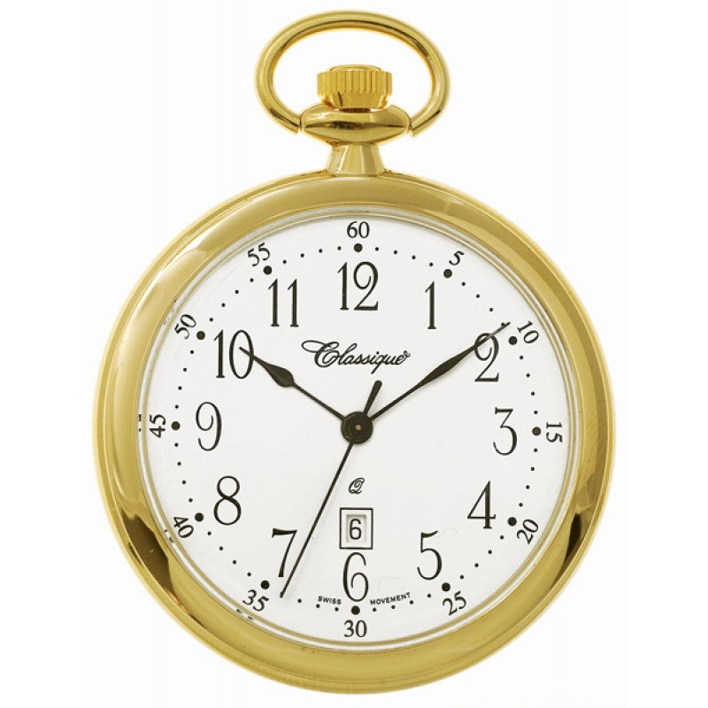 Classique Gold Pocket Watch White Face