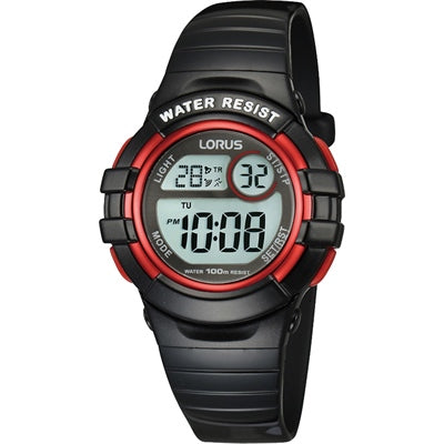 Youth Boys Lorus Sports Black Band with Digital Dial