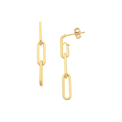 9ct Yellow Gold Silver Filled Paperclip Earrings