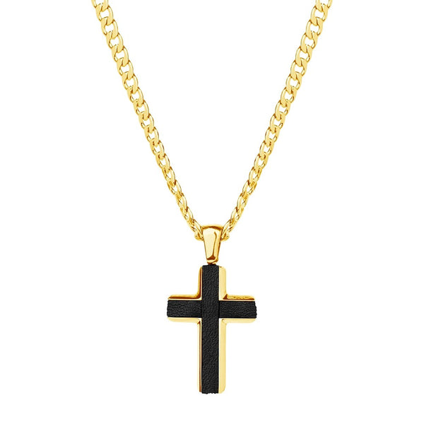 Gold plated cross 2024 necklace mens