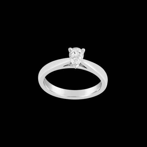 18ct White Gold Pear Shaped Diamond Solitaire Engagement Ring