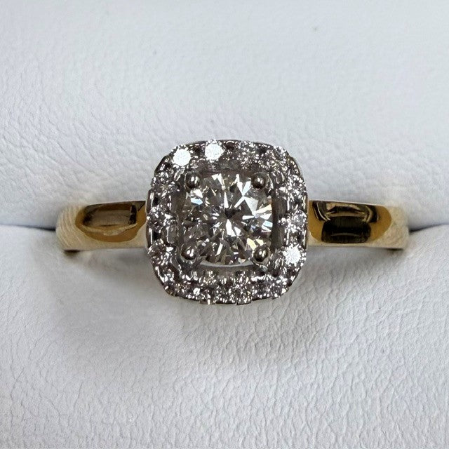 9ct Yellow Gold Halo Engagement Ring