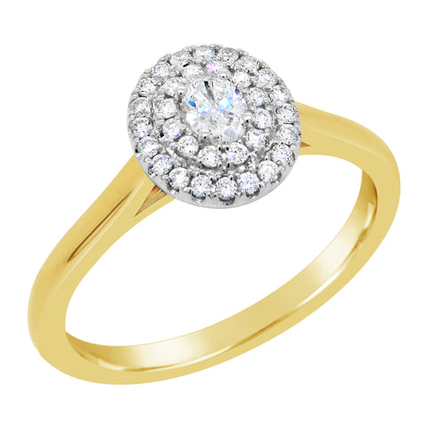 18ct Yellow Gold Oval Double Halo Engagement Ring