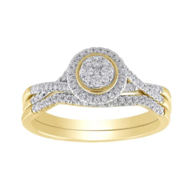 9ct Yellow Gold Multi Diamond Halo Engagement Ring