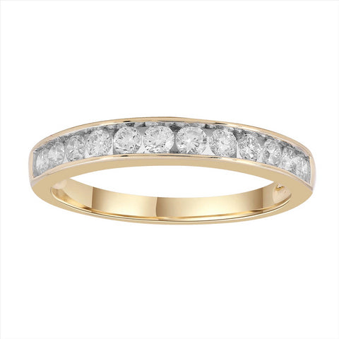9ct yellow gold channel set ring