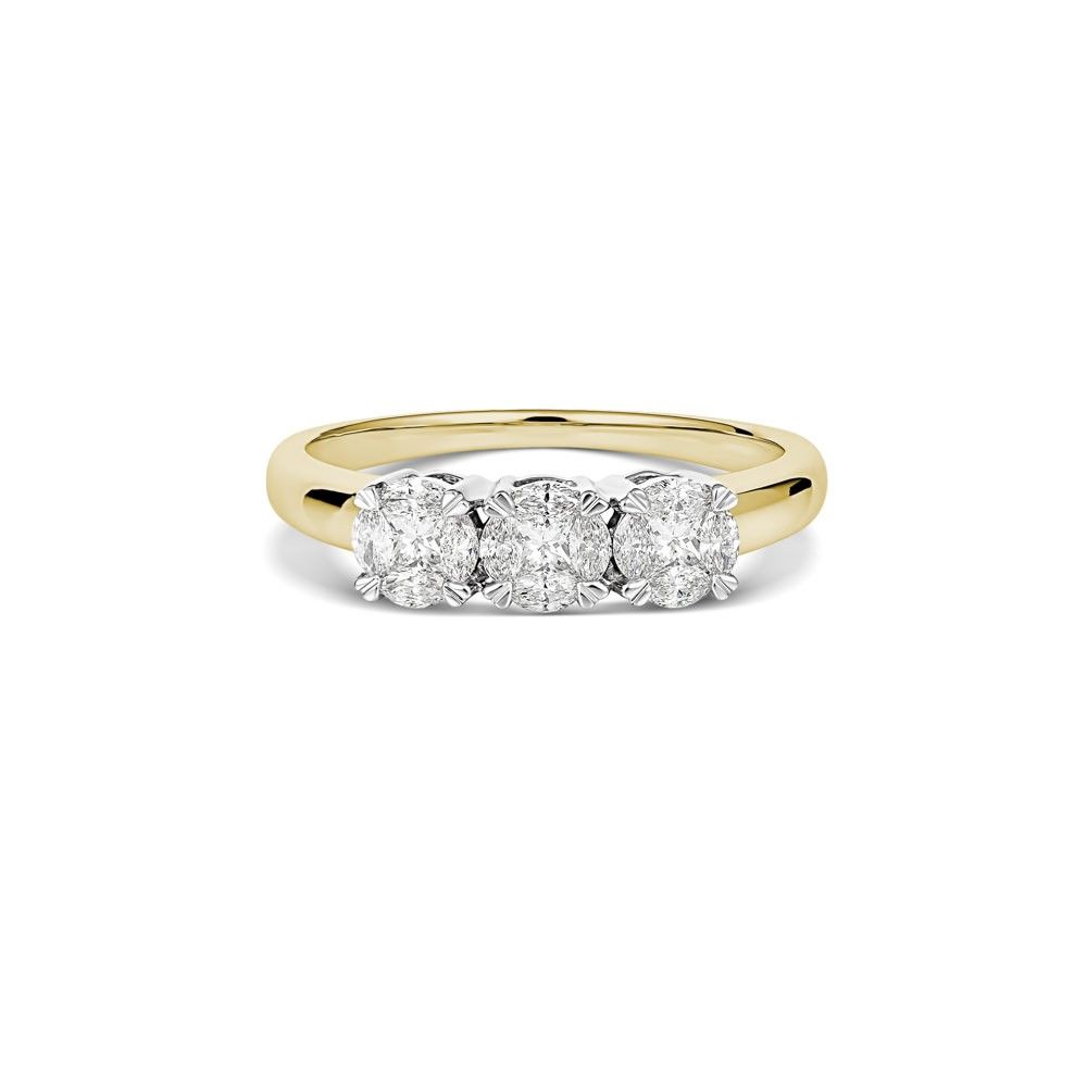 9ct Yellow Gold Multi Stone Trilogy Style Dress Ring