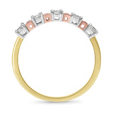 9ct Yellow And White Gold Pink Caviar Ring