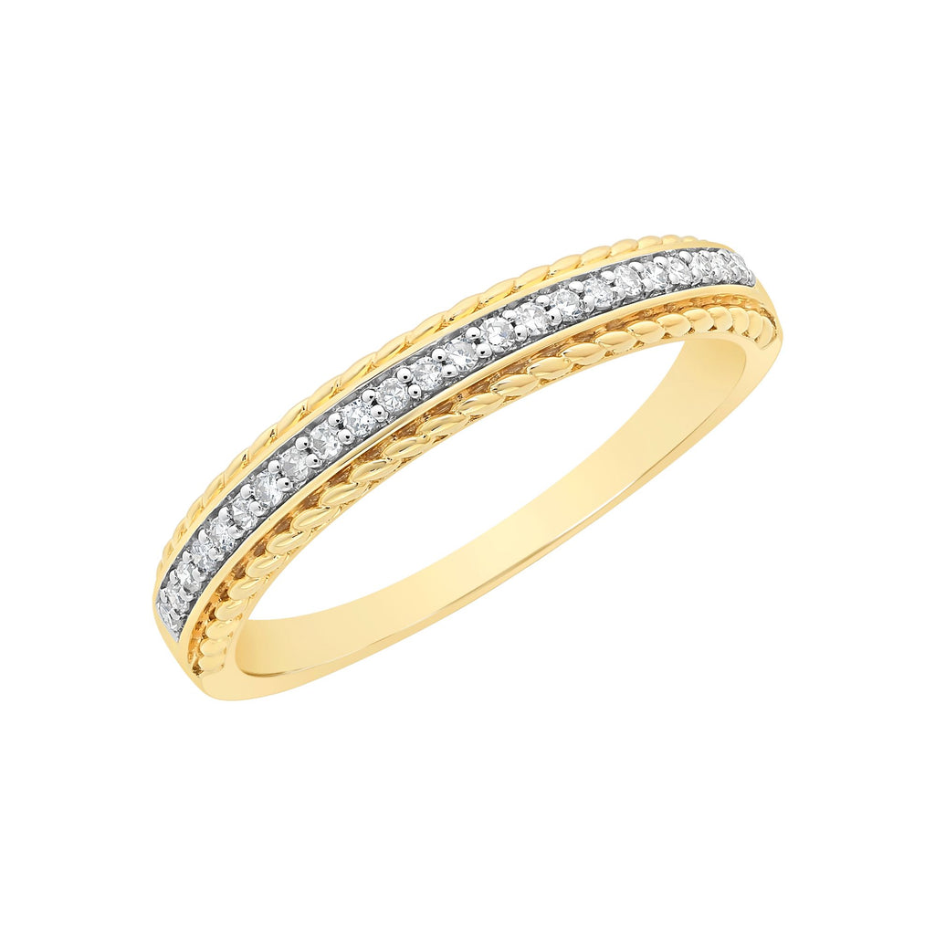 9ct Yellow Gold Fine Diamond Band Ring