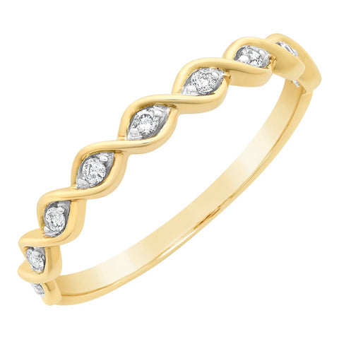 9ct Yellow Gold Diamond Twist Ring