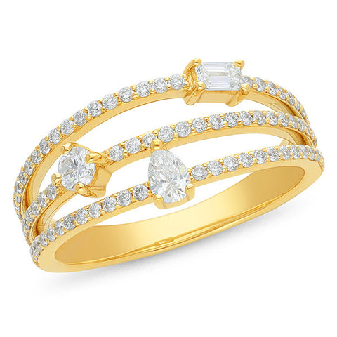 9ct Yellow Gold Lab Grown Diamond Pave Dress Ring