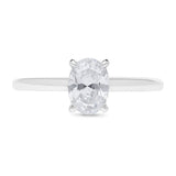 18ct White Gold 1ct Oval Lab Grown Diamond Solitaire Engagement Ring With A Hidden Halo