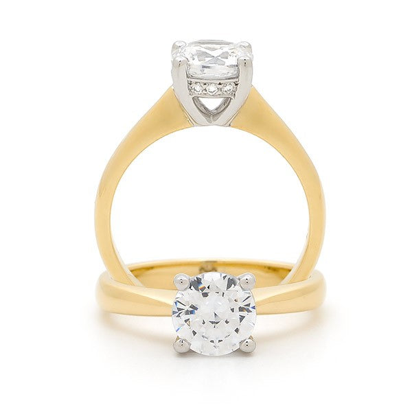 18ct Yellow Gold Lab Grown Diamond Engagement Ring With A Hidden Halo