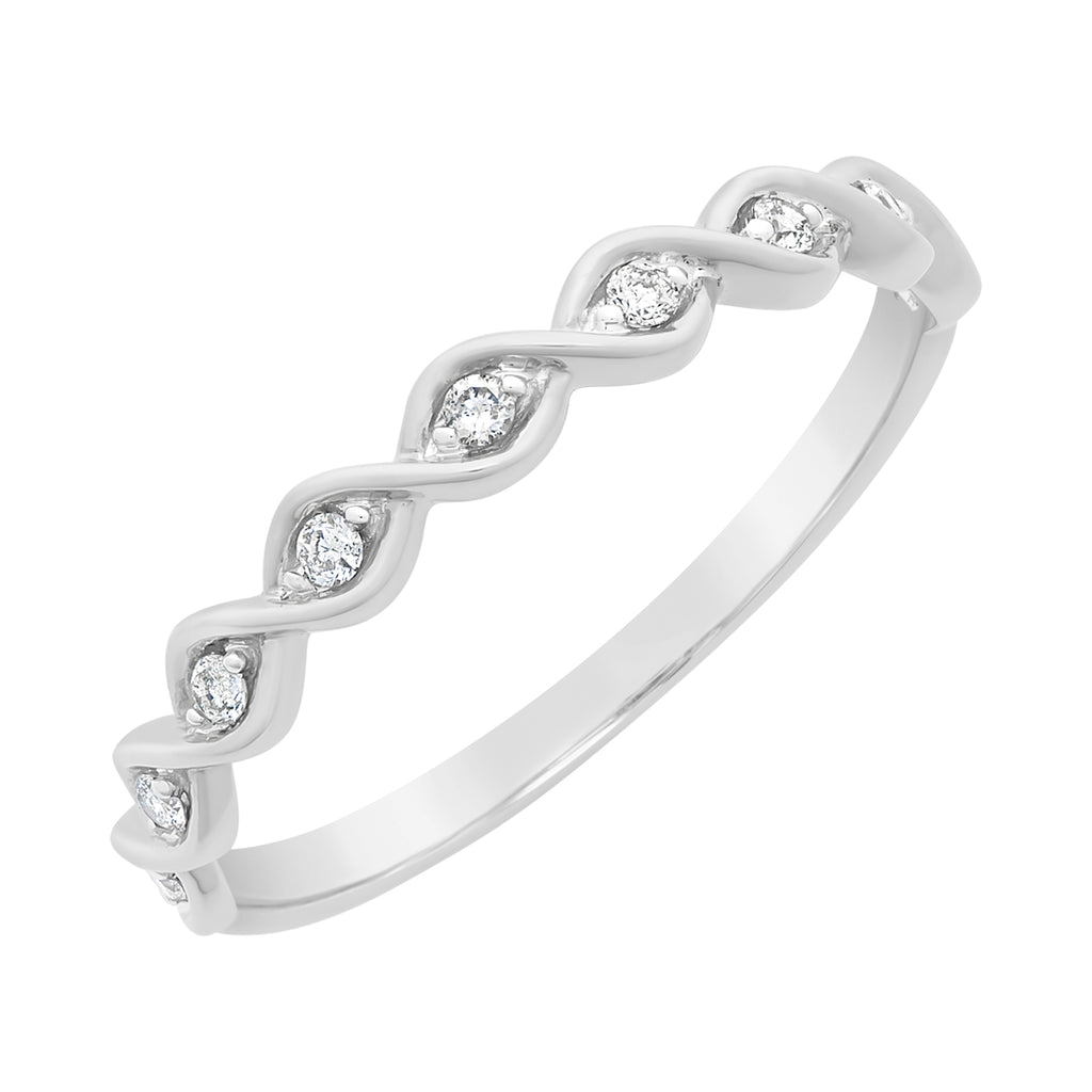 9ct White Gold Diamond Rimg